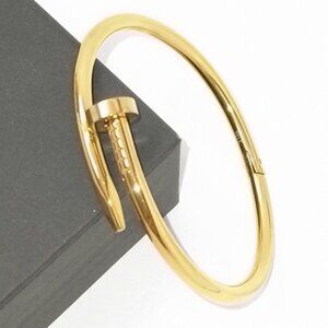 18k Gold Plated Nail-Style Bangle Bracelet | 316L Steel | Gold for Women & Men